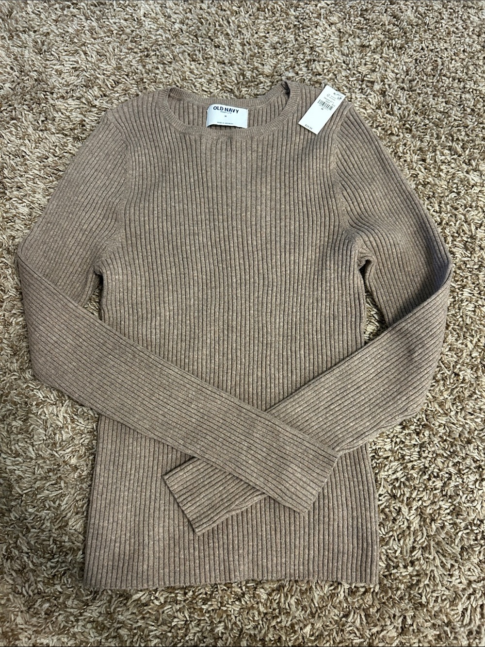 Old Navy Women’s Ribbed Crewneck Sweater in Taupe